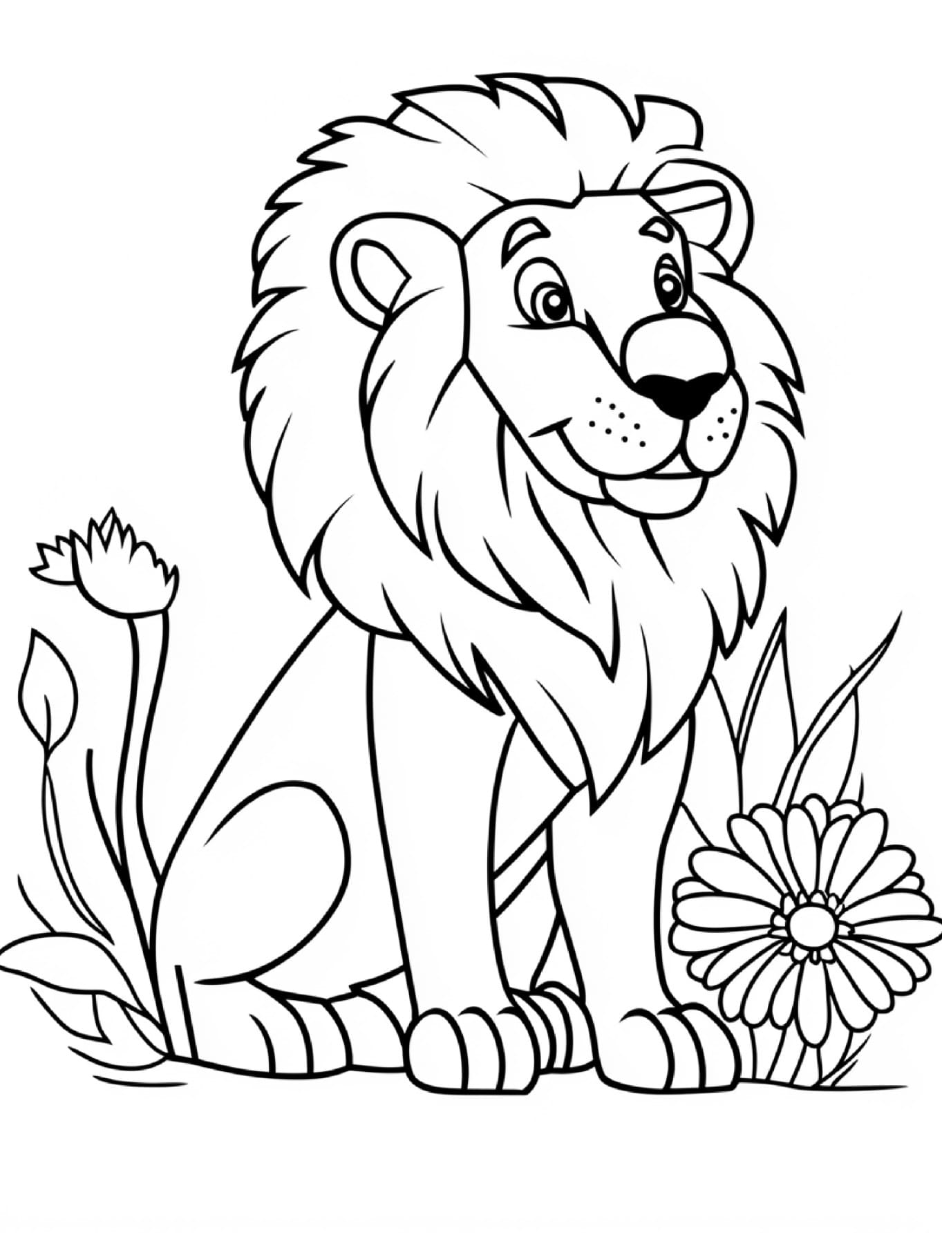 Lion - Cute Adorable Animal Coloring Pages - Free PDF Printable