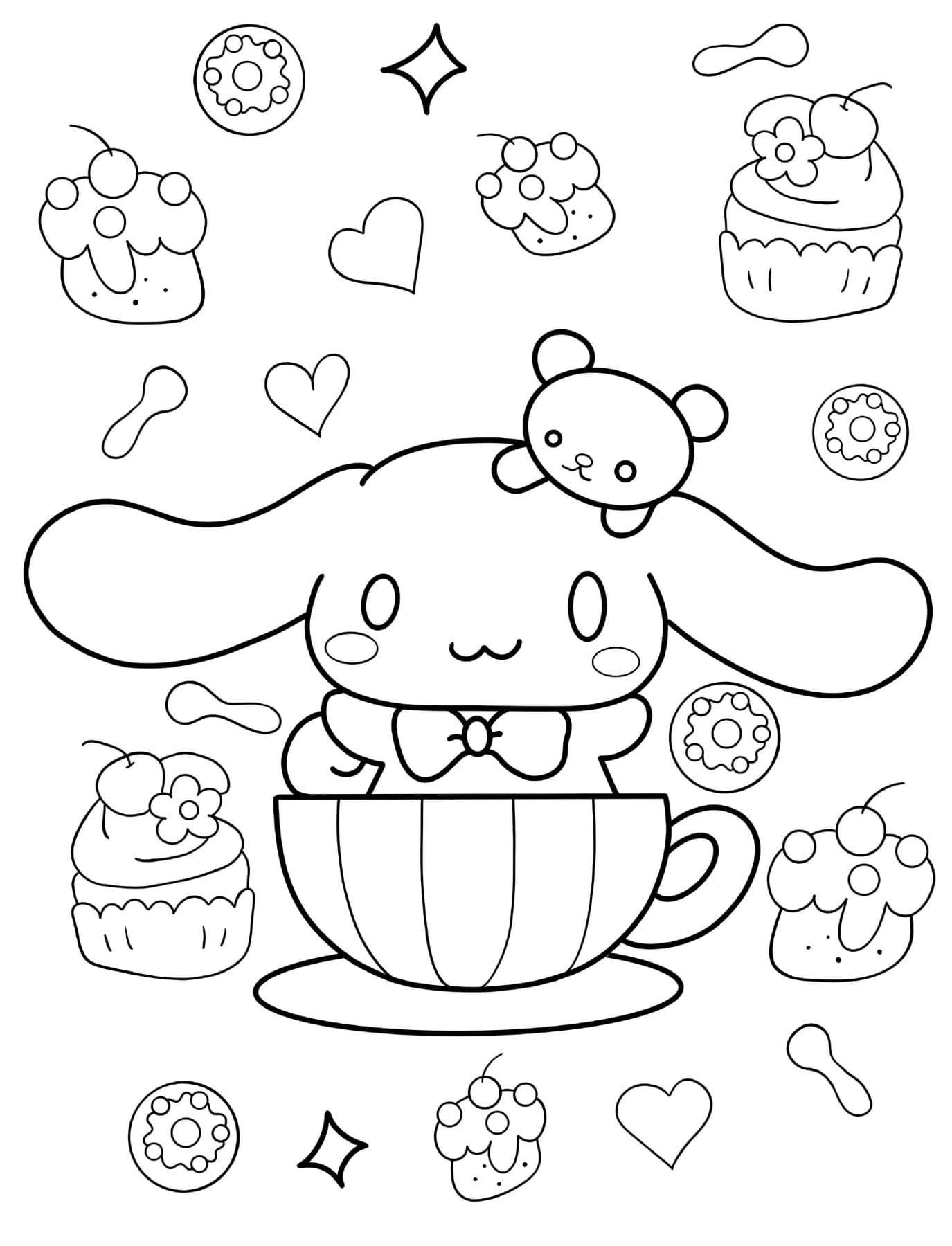 Free Cute Kawaii Coloring Pages for Kids PDF Printable