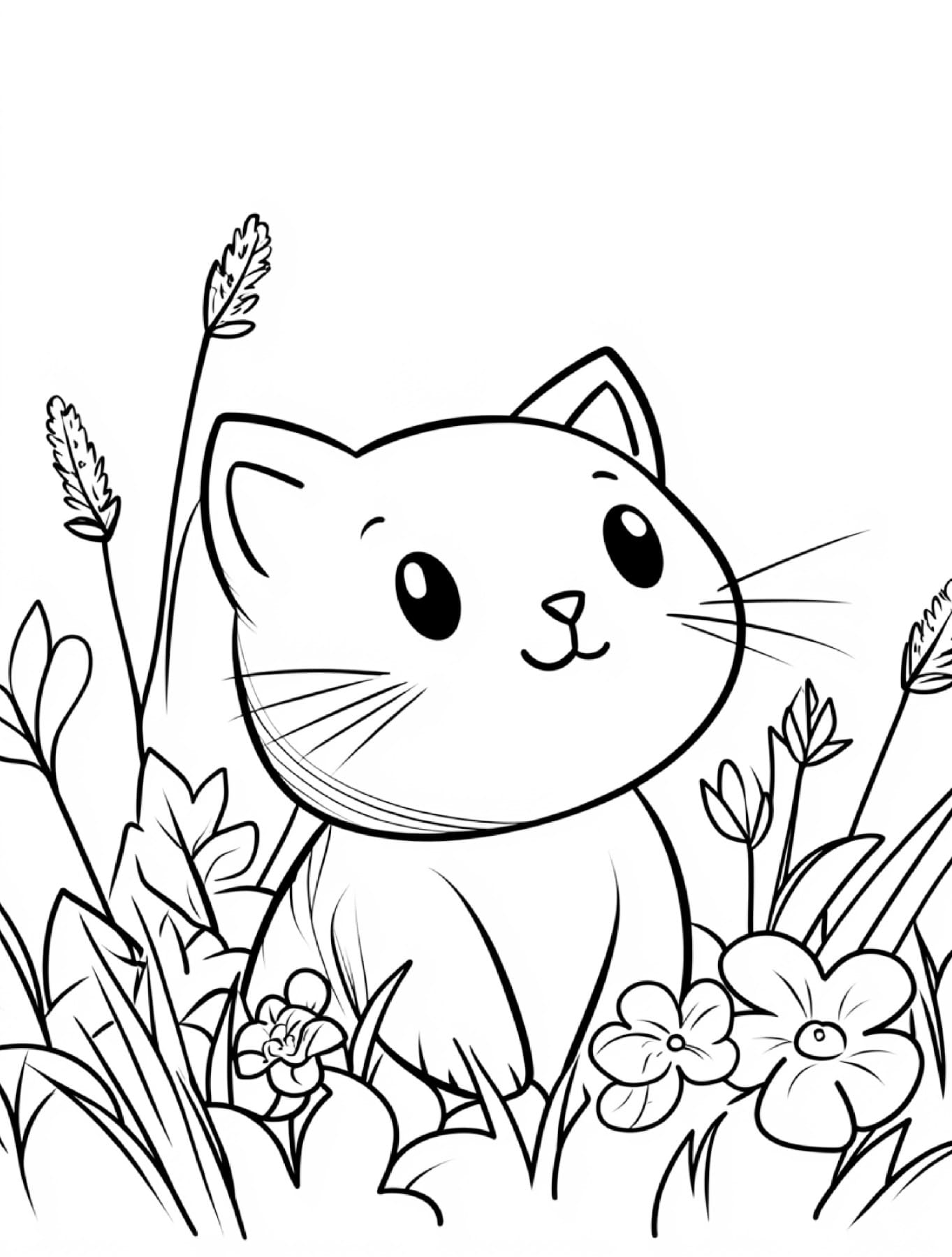 Cat - Cute Adorable Animal Coloring Pages - Free PDF Printable