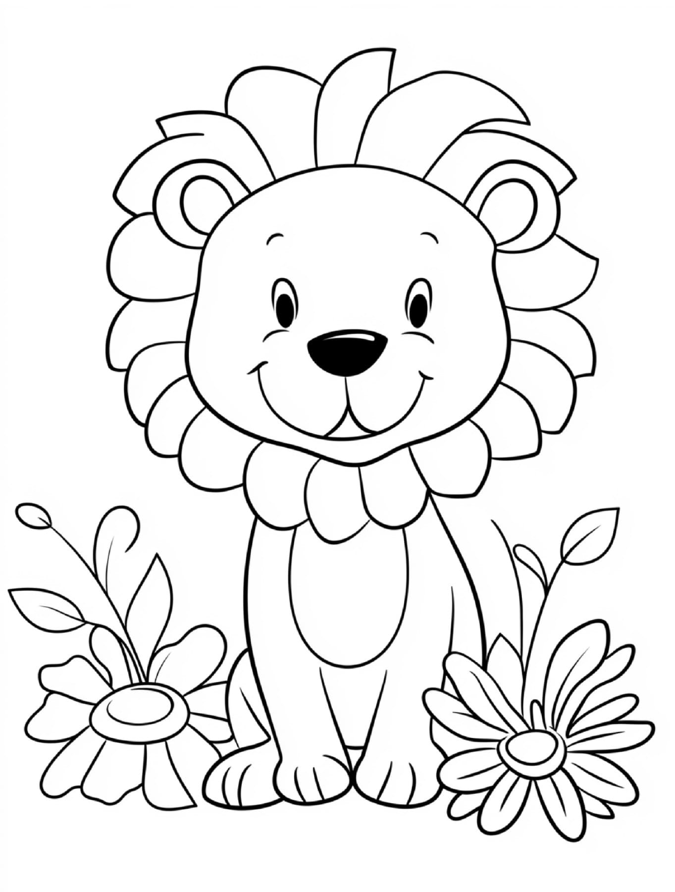 Lion - Cute Adorable Animal Coloring Pages - Free PDF Printable