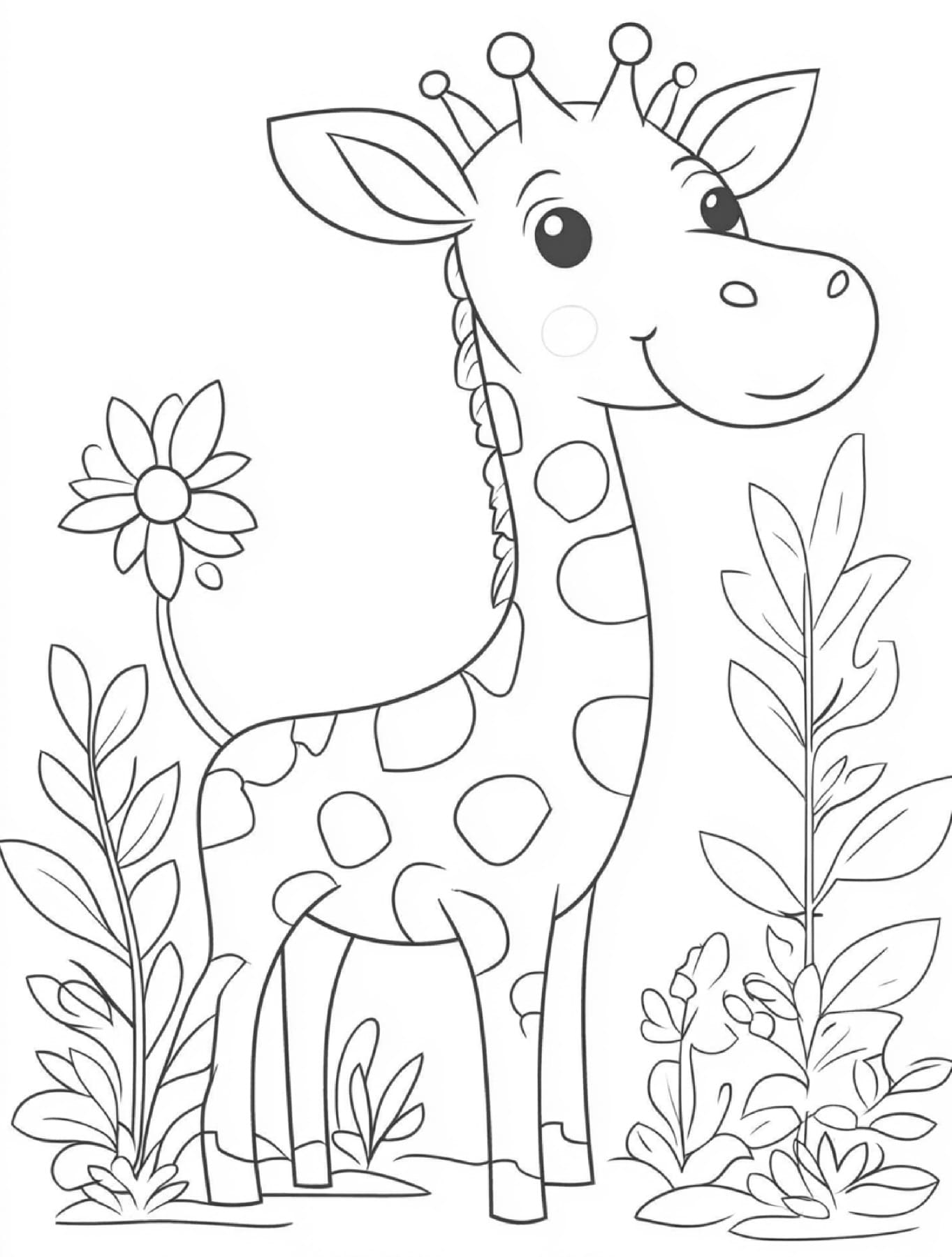 Giraffe - Cute Adorable Animal Coloring Pages - Free PDF printable