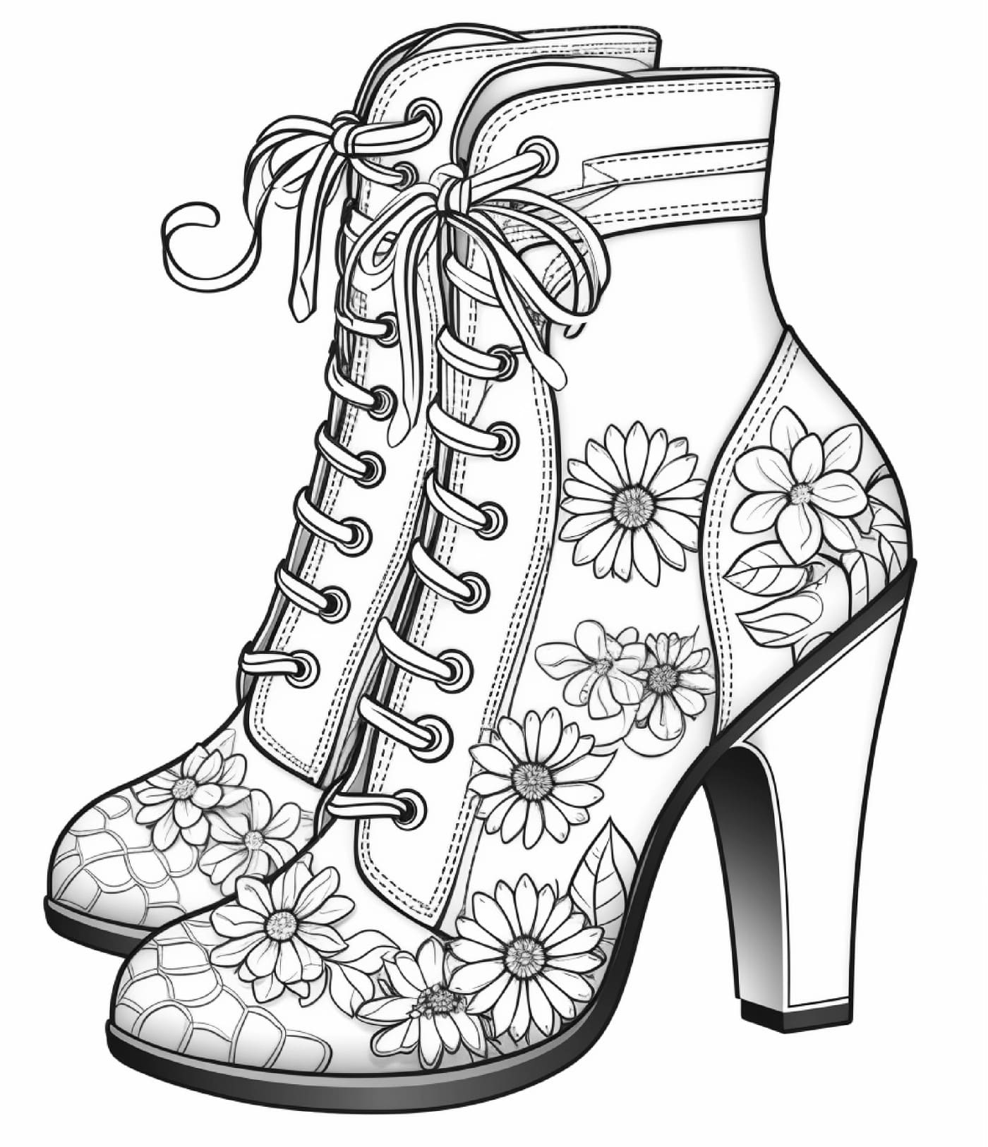 Fashion - free adult coloring pages PDF - Women's footwear