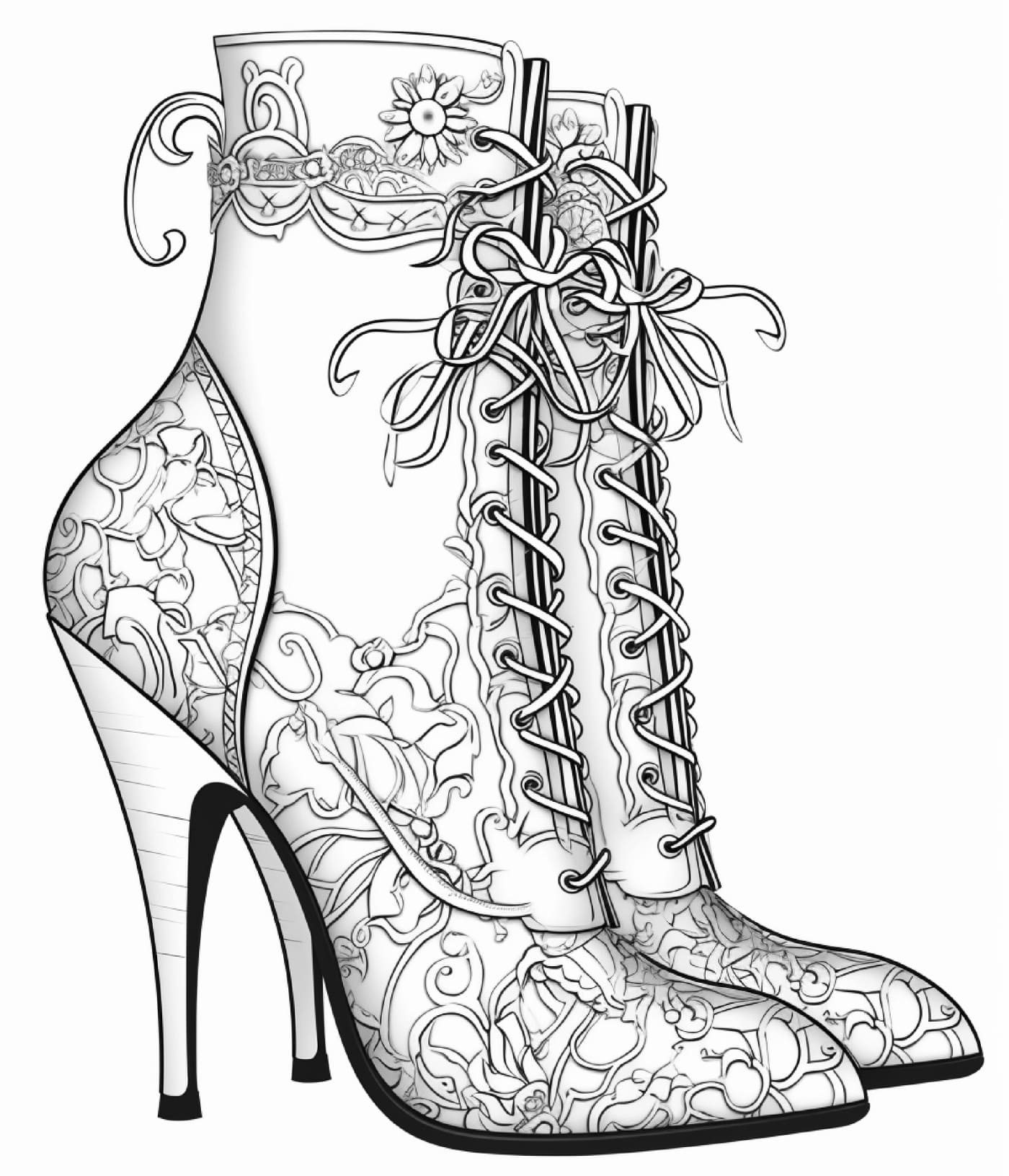 Fashion - Free printable adult coloring pages - Women's footwear