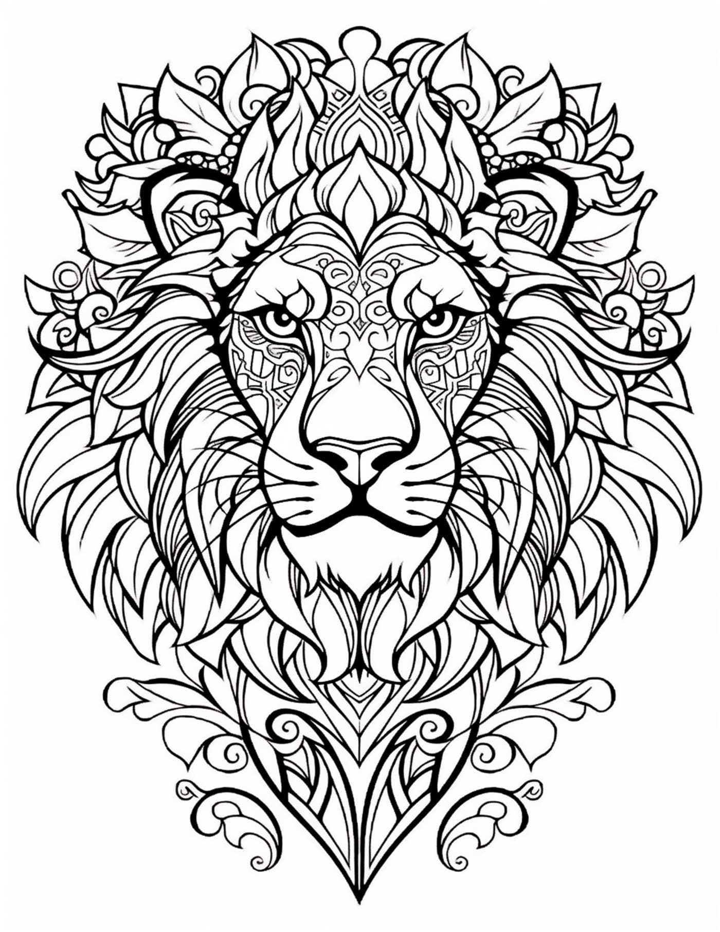 Lion animal mandala coloring pages PDF printable for adult