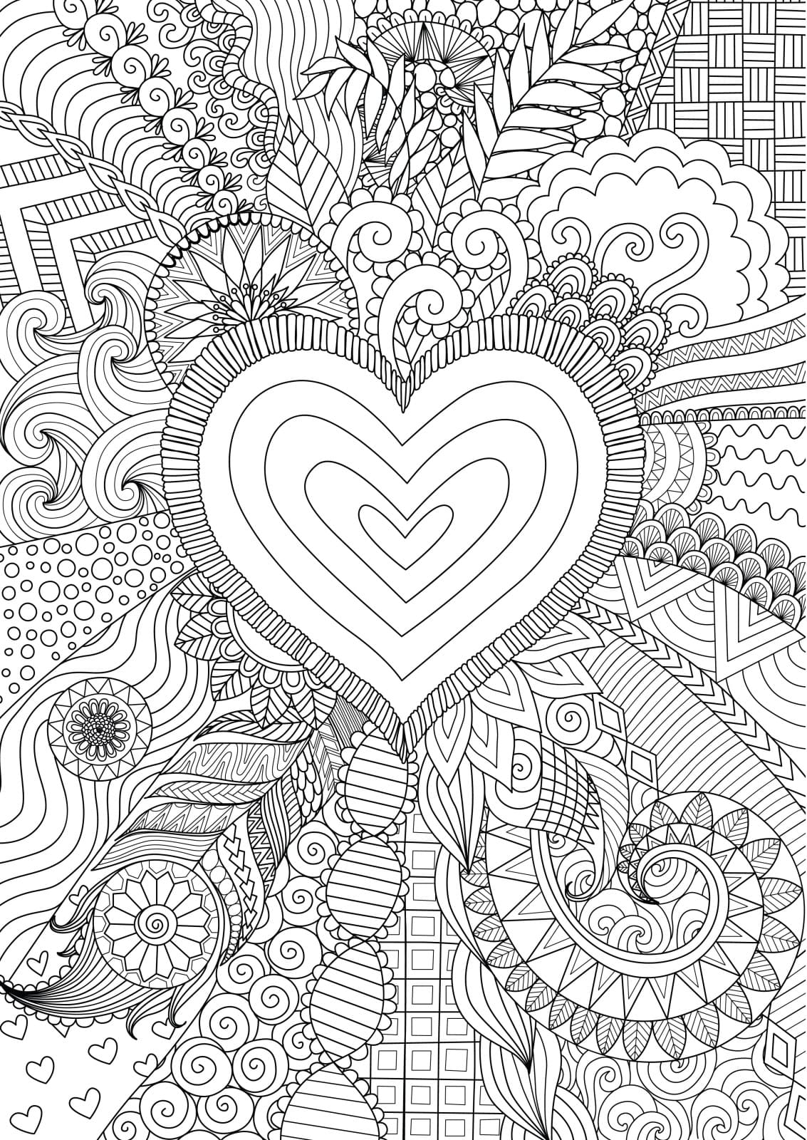 Heart - Mandala coloring pages PDF printable for adult
