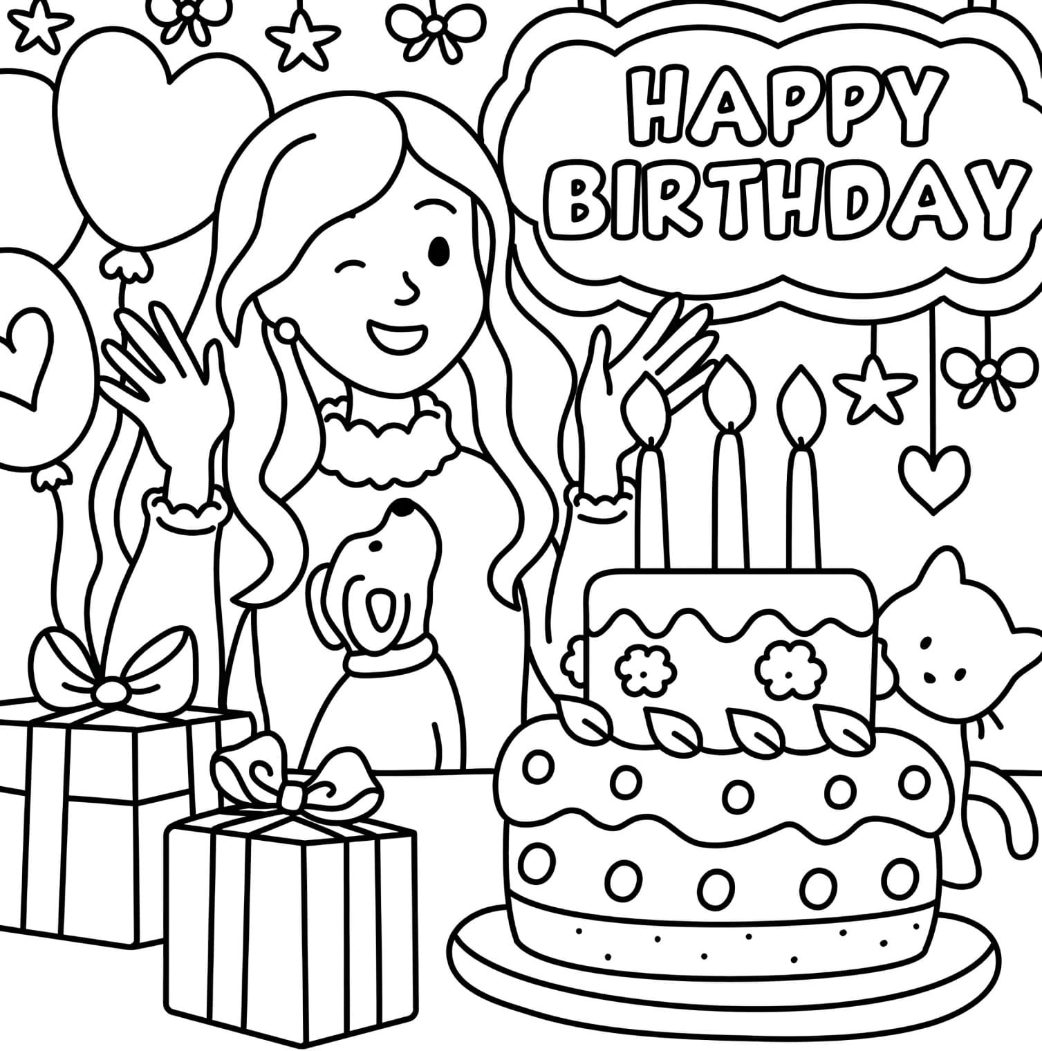 Cute Girl Relaxing Day Coloring Page - Free PDF Printable