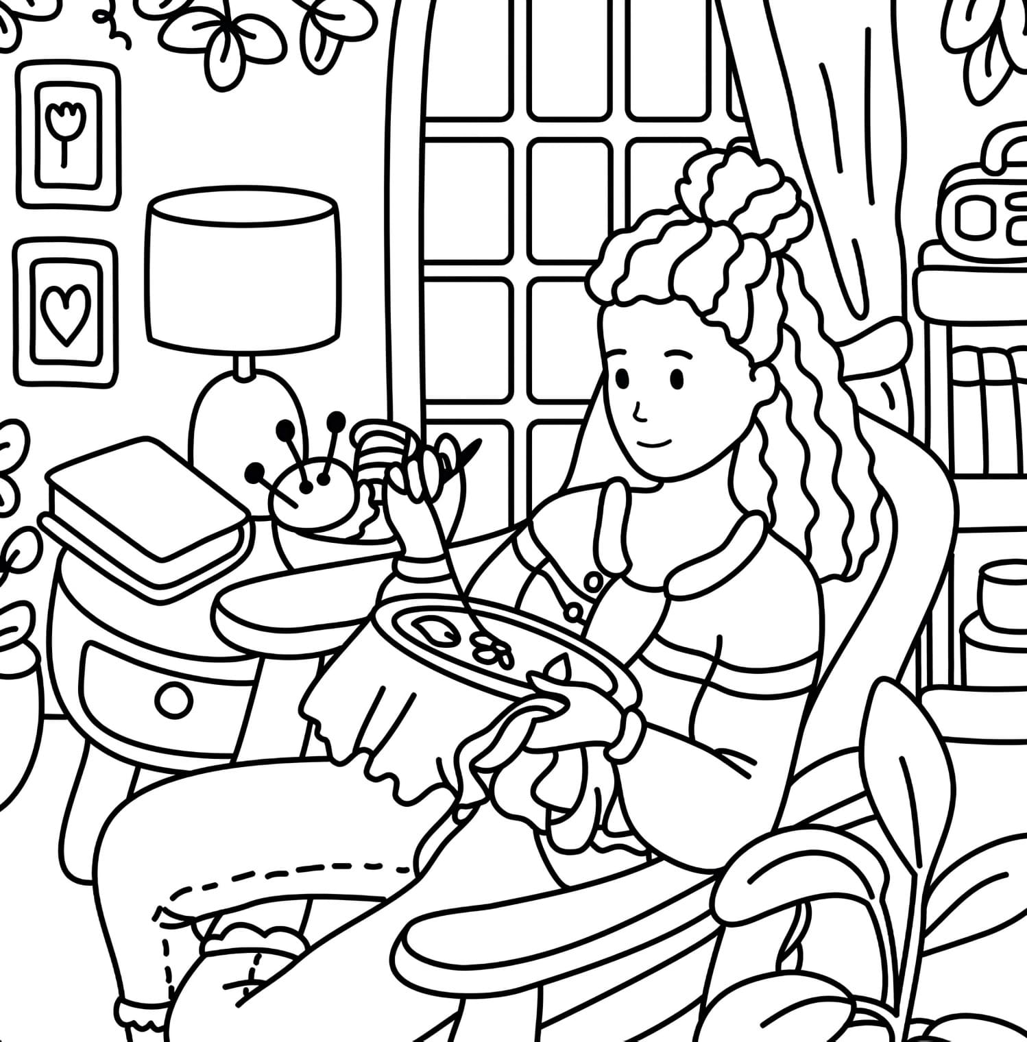 Cozy Girl Colouring Pages - Free PDF Printable