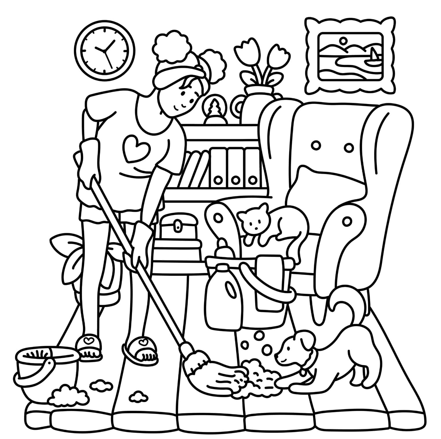 Cozy Girl Colouring Pages - Free PDF Printable