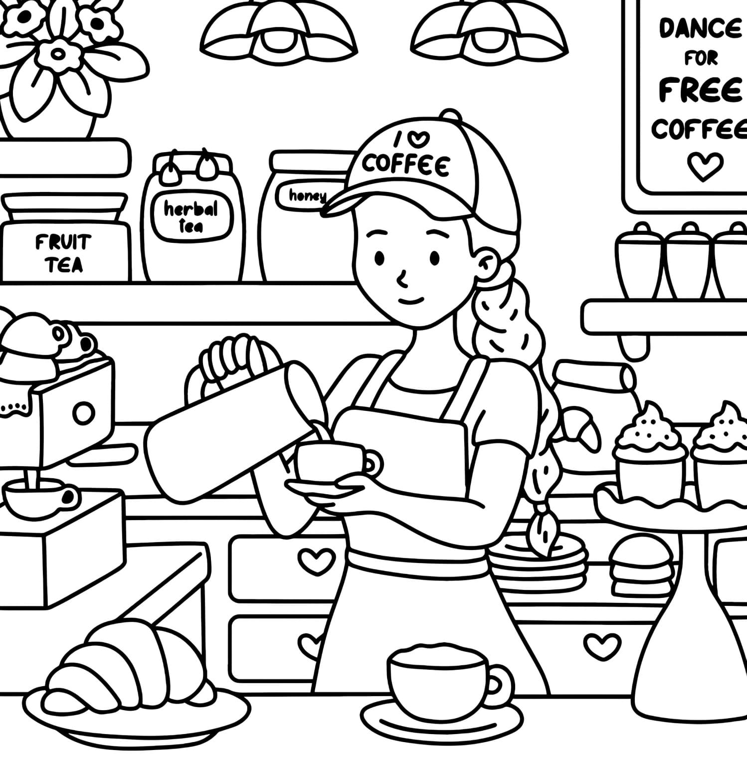 Cozy Girl Colouring Pages - Free PDF Printable