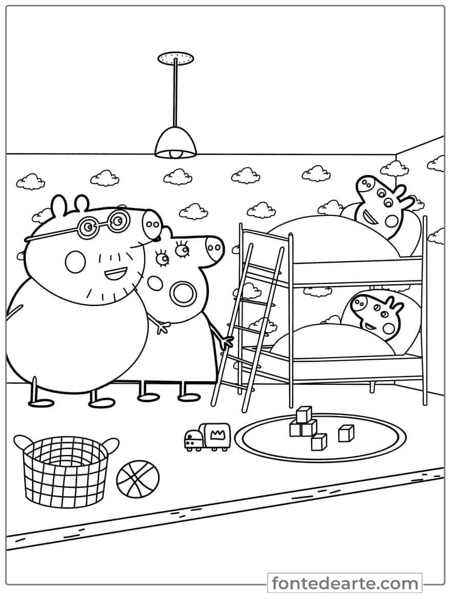 Peppa e Família Pig para colorir imprimir PDF