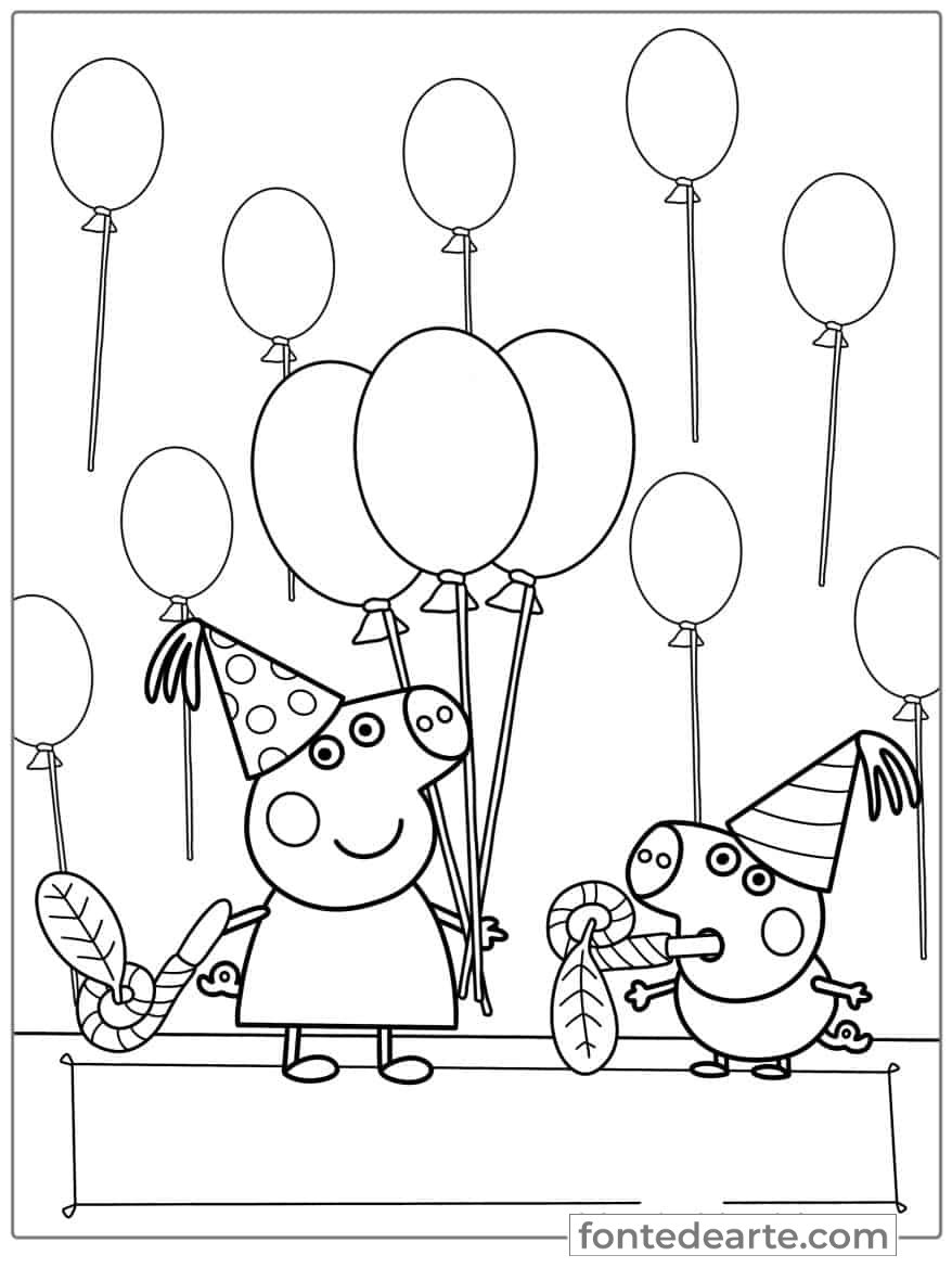 George - Desenho Peppa Pig aniversário para colorir imprimir PDF