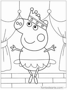 Desenho Peppa Pig balé para colorir imprimir PDF
