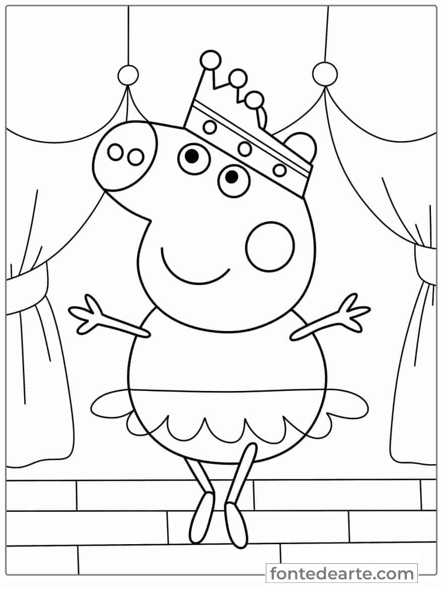 Desenho Peppa Pig balé para colorir imprimir PDF