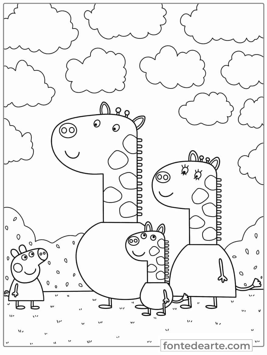 Girafas - Desenho Peppa Pig para colorir imprimir PDF