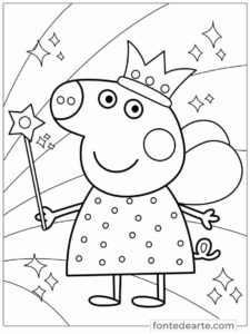 Desenho Peppa Pig fada para colorir imprimir PDF