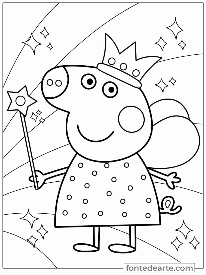 Desenho Peppa Pig fada para colorir imprimir PDF