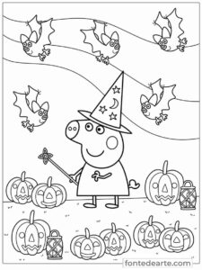 Halloween - Desenho Peppa Pig para colorir imprimir PDF