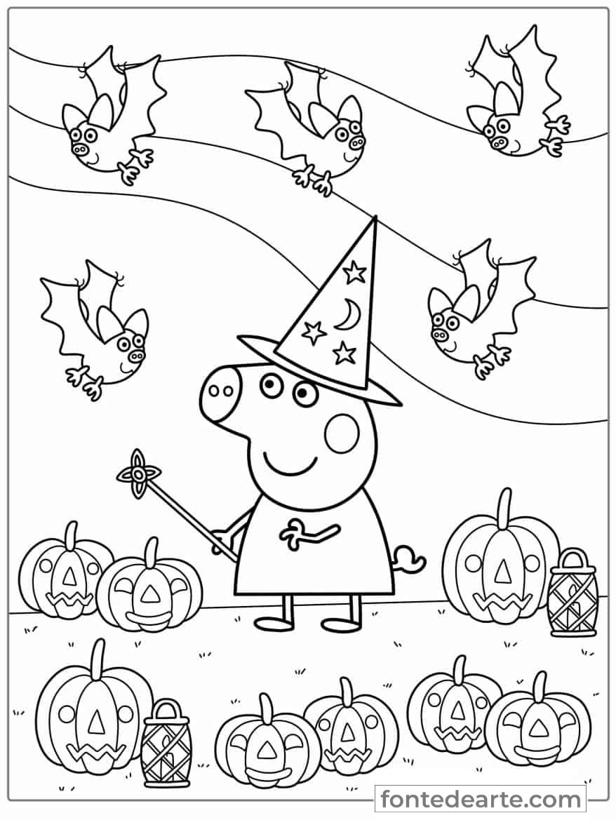 Halloween - Desenho Peppa Pig para colorir imprimir PDF
