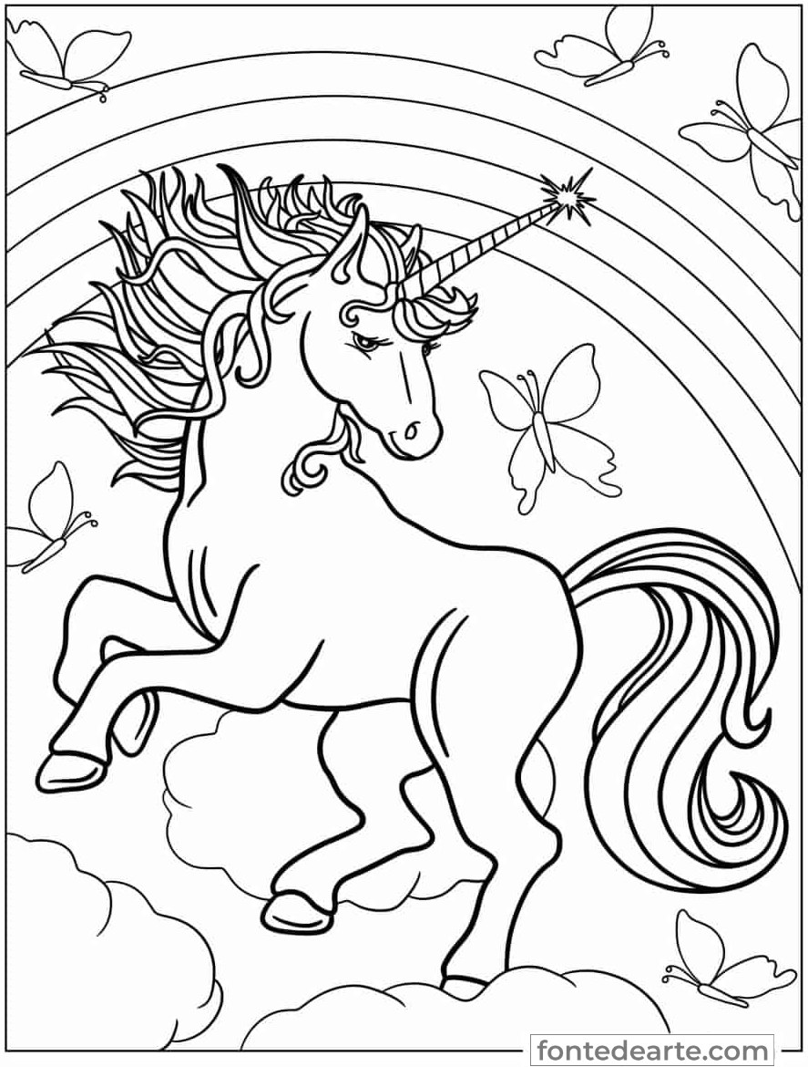 Desenho Unicórnio para colorir - imprimir PDF