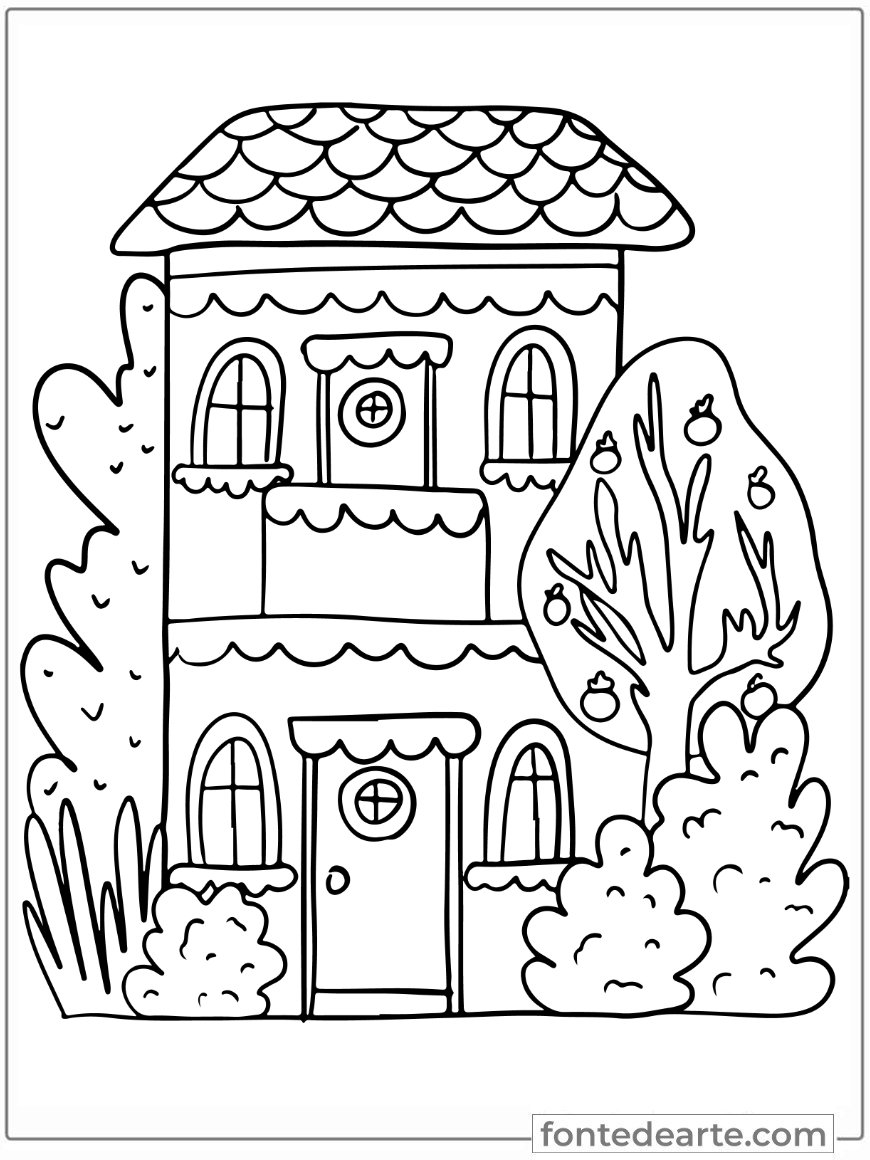 Desenhos de Casinha para colorir e pintar imprimir PDF