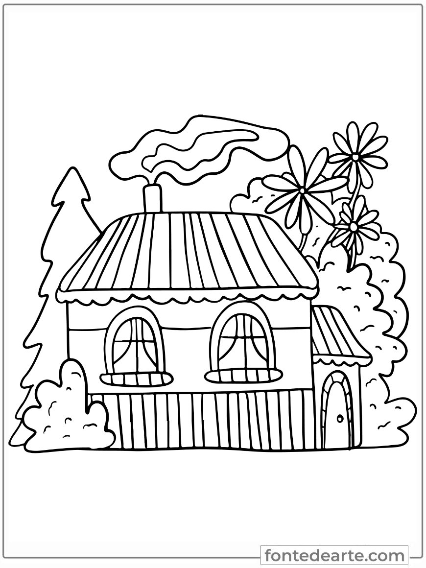 Desenhos de Casinha para colorir e pintar imprimir PDF