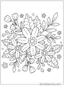 Desenho de lindas flores para colorir Desenhos de Flores para adulto colorir e pintar imprimir PDF