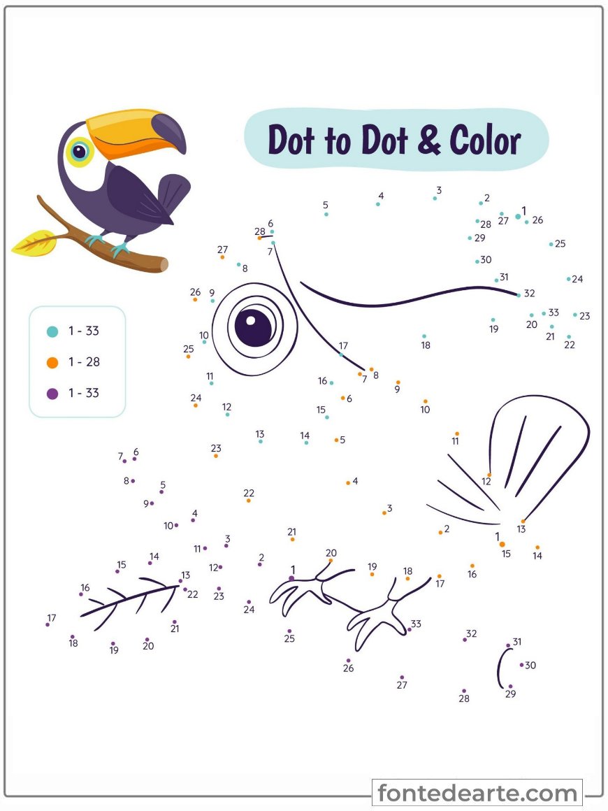 Desenho ligue os pontos para colorir e pintar imprimir PDF