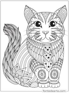 Gato mandala para colorir