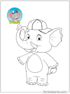 Elefante animais fofinhos para colorir e pintar imprimir PDF