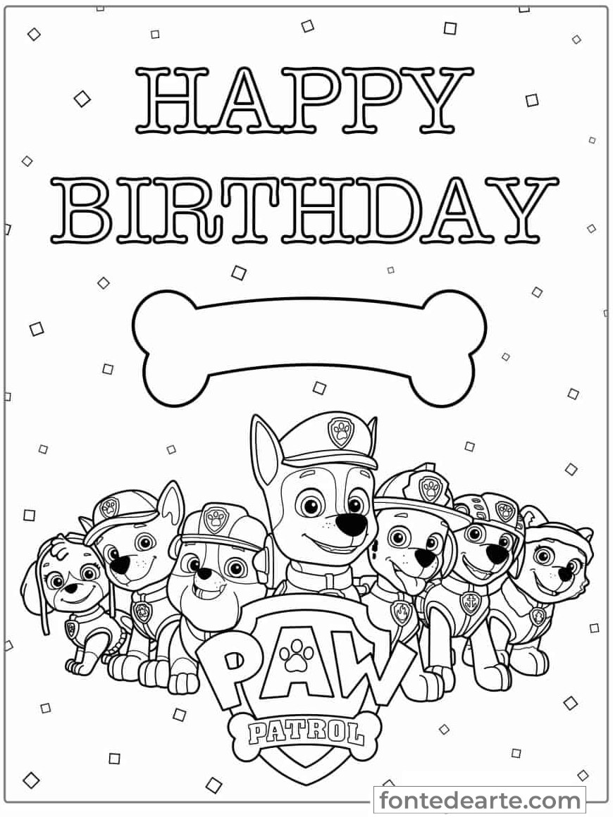 Desenho Patrulha Canina para colorir e pintar - imprimir PDF