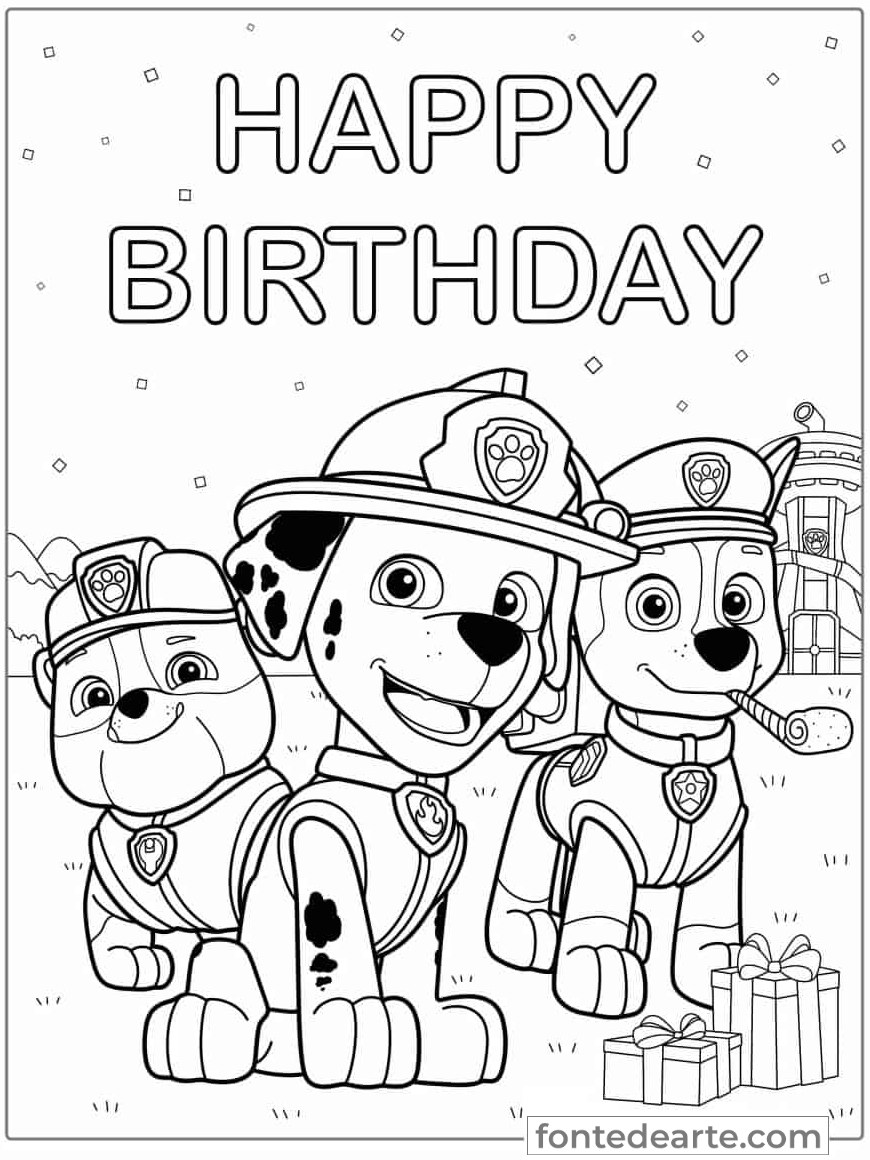 Desenho Patrulha Canina para colorir e pintar - imprimir PDF