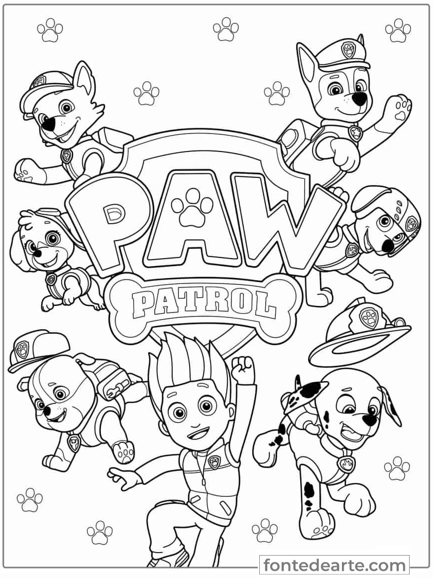 Desenho Patrulha Canina para colorir e pintar - imprimir PDF