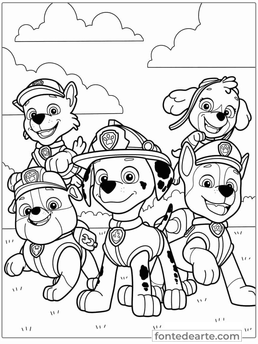 Desenho Patrulha Canina para colorir e pintar - imprimir PDF