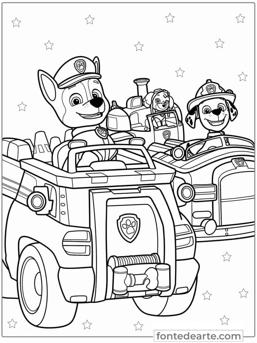 Desenho Patrulha Canina para colorir e pintar - imprimir PDF