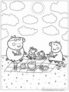 Desenho Peppa Pig e família para colorir imprimir PDF