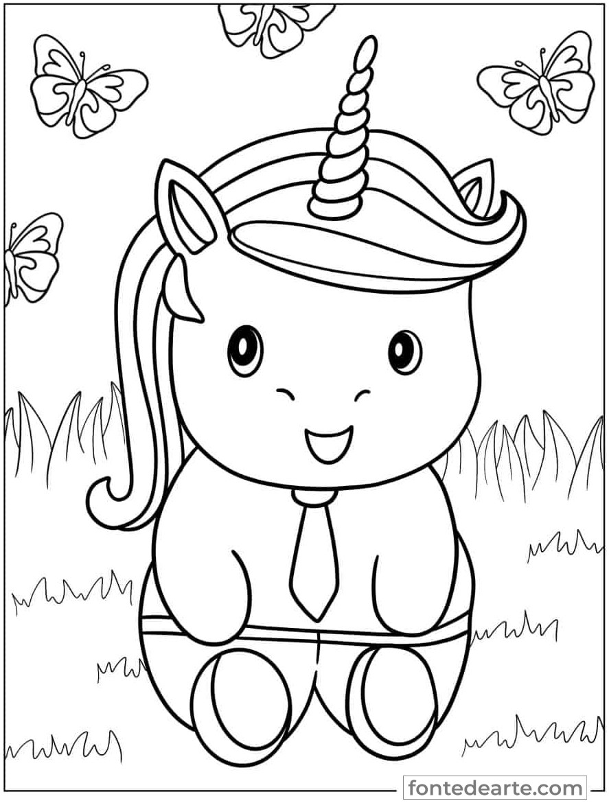 Desenho Unicórnio fofinho para colorir - imprimir PDF