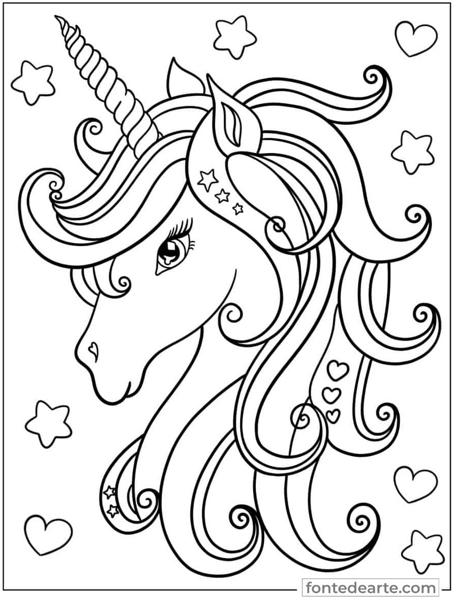 Desenho Unicórnio para colorir - imprimir PDF