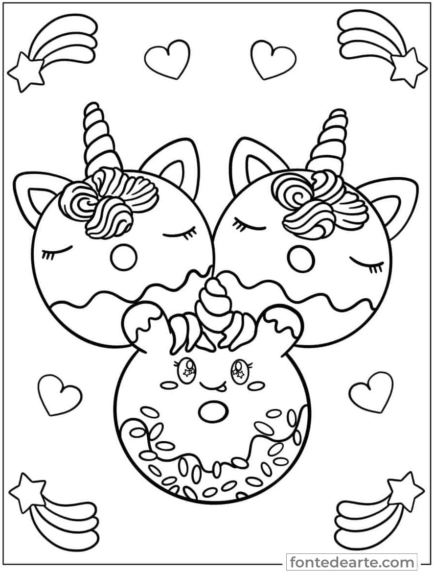Desenho Unicórnio Kawaii para colorir - imprimir PDF