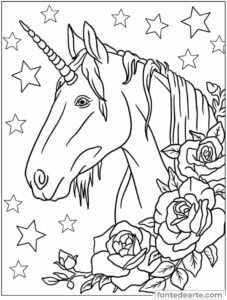 Desenho Unicórnio para colorir - imprimir PDF