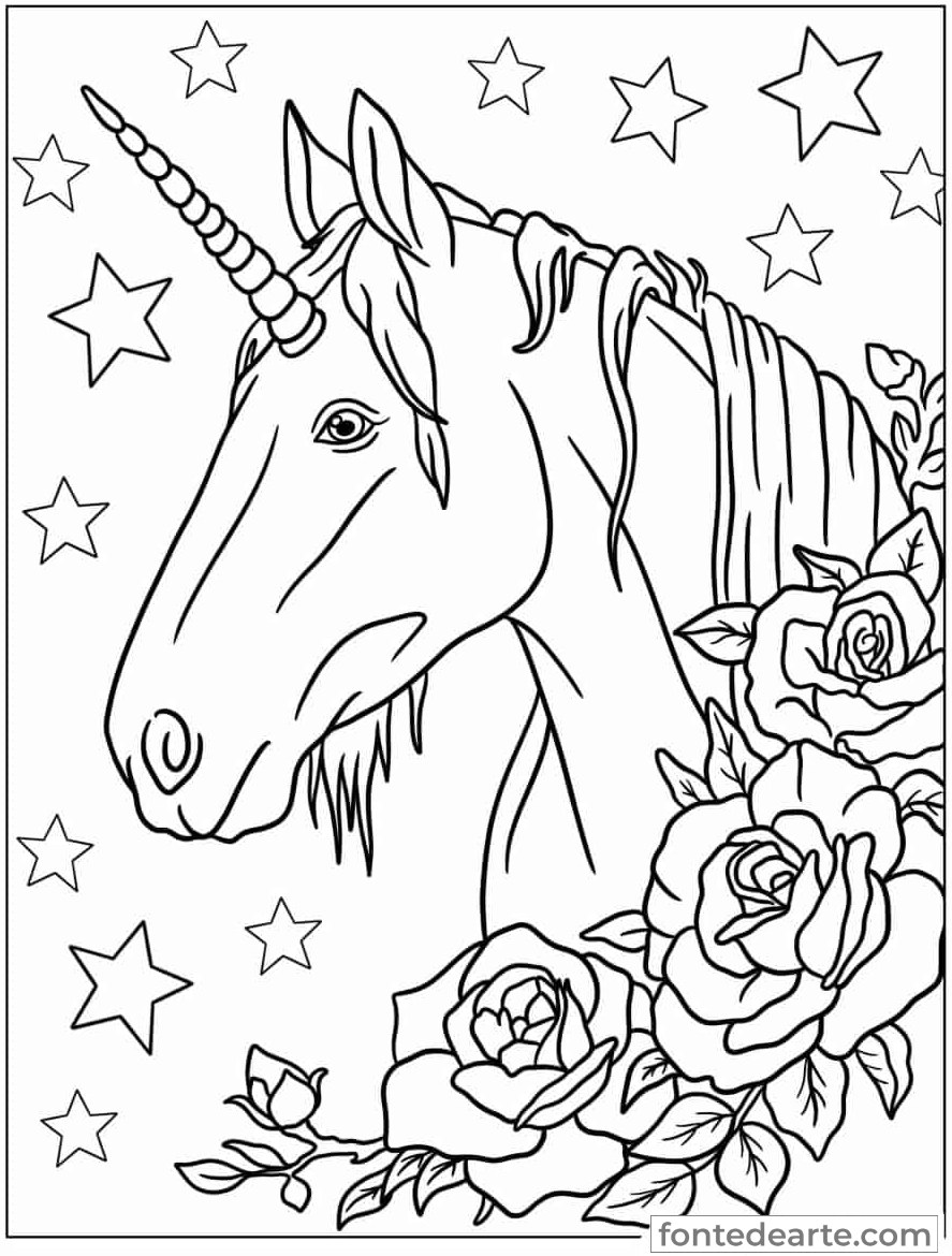 Desenho Unicórnio para colorir - imprimir PDF