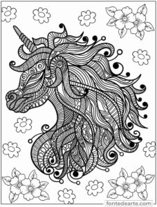 Desenho Unicórnio Mandala para colorir - imprimir PDF