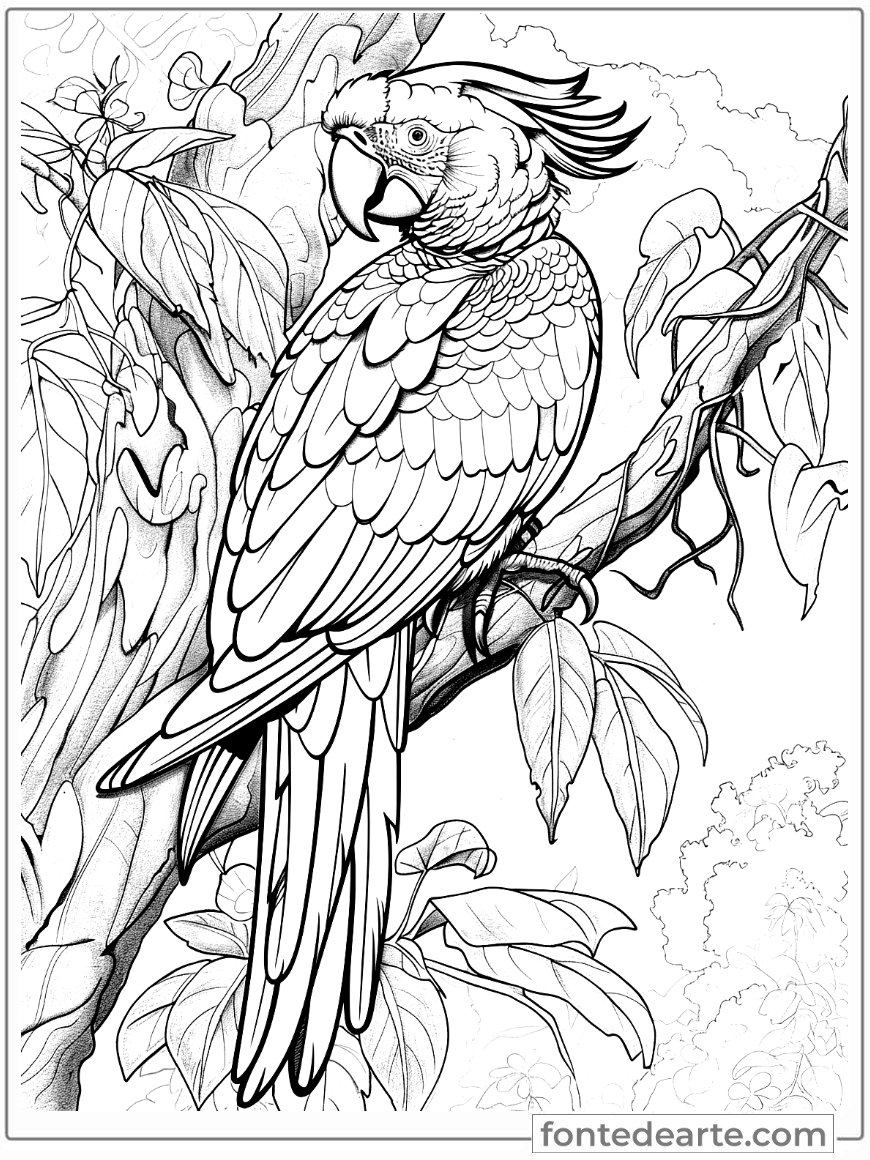 Arara desenhos de animais para colorir adulto imprimir PDF