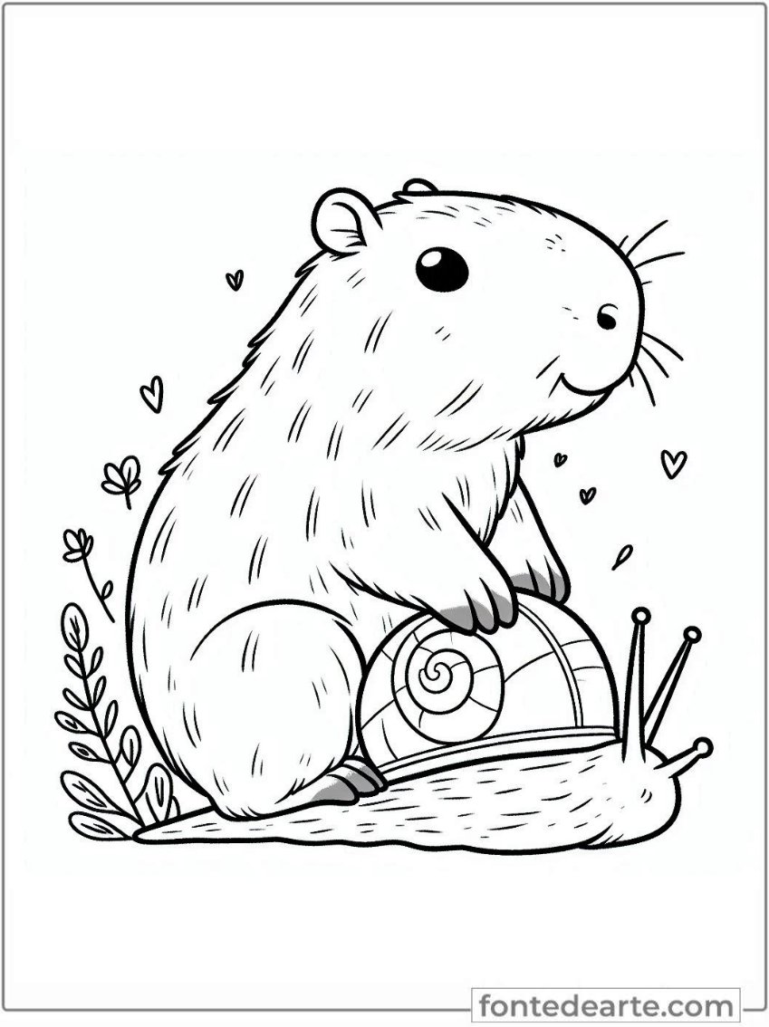 Capivara desenho fofo para colorir imprimir PDF