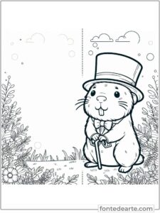 Capivara com cartola fofinha para colorir Capivara desenho fofo para colorir imprimir PDF