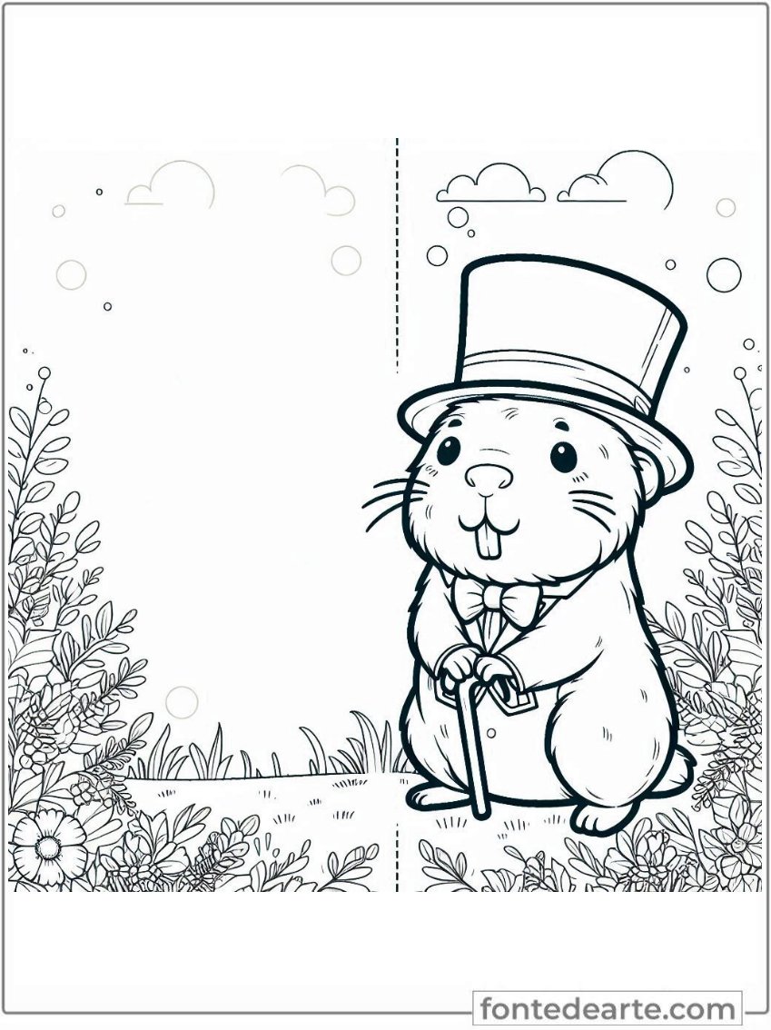 Capivara desenho fofo para colorir imprimir PDF