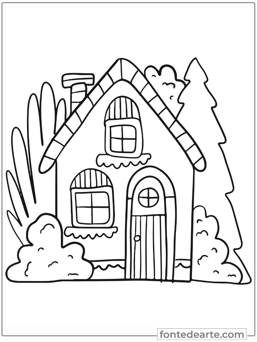 Desenhos de Casinha para colorir e pintar imprimir PDF