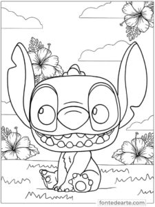 Desenho Lilo e Stitch para colorir e pintar - imprimir PDF