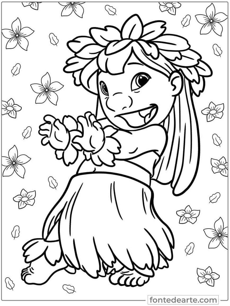 Desenho Lilo e Stitch para colorir e pintar - imprimir PDF