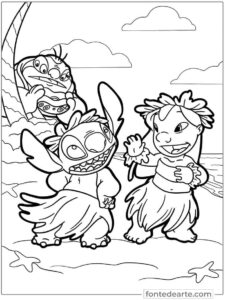 Desenho Lilo e Stitch para colorir e pintar - imprimir PDF