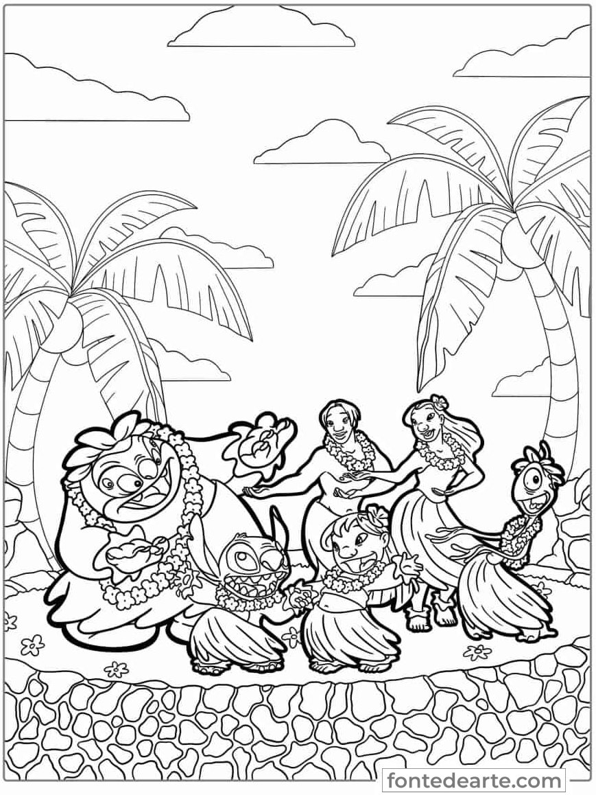 Desenho Lilo e Stitch para colorir e pintar - imprimir PDF